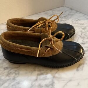 Weather Guard Women's Duck Shoes Size 7 Navy Exterior With Brown Suede Interior